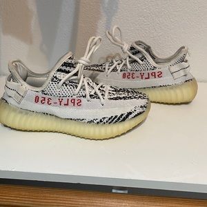 White zebra print Yeezys